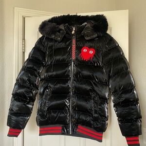 Reelistik Black Heart Puffer w Varsity Stripes